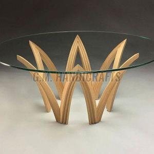 Wooden Glass Round Coffee Table
