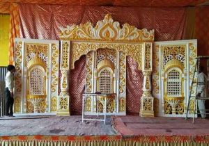 Golden White Fibre Wedding Stage