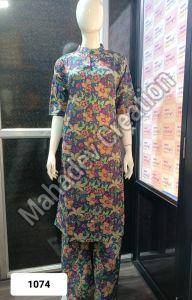 Ladies Artistic Wear Botanical Kurta Set