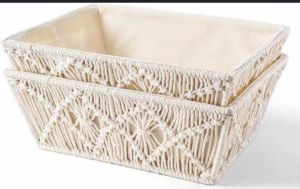 2 Piece Boho Decor Macrame Storage Basket