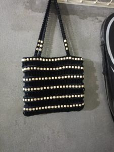 Black Bohemian Style Macrame Sling Purse