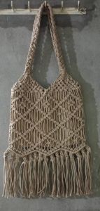Creamy Bohemian Style Macrame Sling Purse