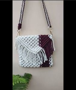 Dual Tone Cotton Macrame Sling Bag