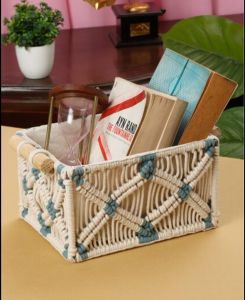 Handcrafted Macrame Cotton Table Organizer