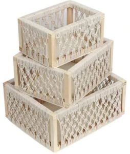 3 Piece Macrame Storage Basket