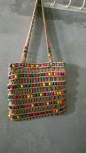 Multi Color Breaded Handmade Macrame Bag