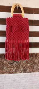 Red Boho Macrame Hand Bag