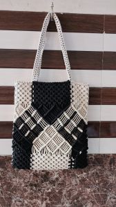 Solid Knotted Cotton Macrame Handbag