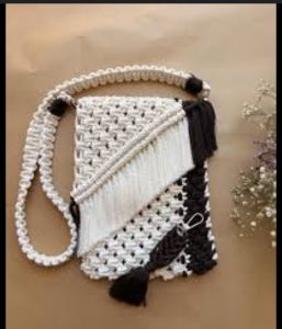White Handmade Macrame Side Bag