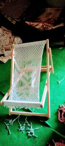 Wooden Stylish Macrame Foldable Sun Lounger