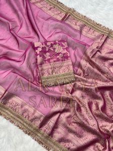 Ladies Lace Work Tissue Silk Saree