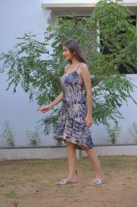 Printed Ladies Frill Dress