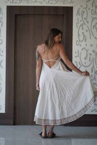 Printed Jute Backless Magic Ladies Dress