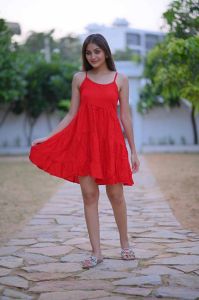 Plain Rayon Frill Dress
