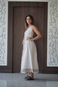 Printed Jute Backless Magic Ladies Dress