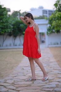 Plain Rayon Frill Dress