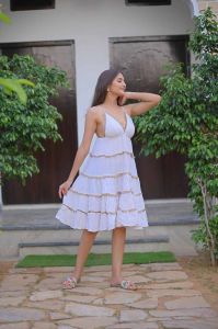 Four Frill Boho Ladies Short Dress