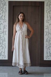 Printed Jute Backless Magic Ladies Dress