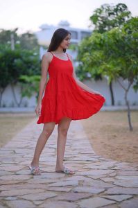 Plain Rayon Frill Dress