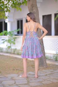 Three Frill Ladies Silk Dress