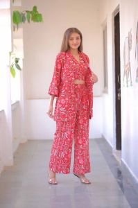 Three Piece Cotton Women Co Ord Set