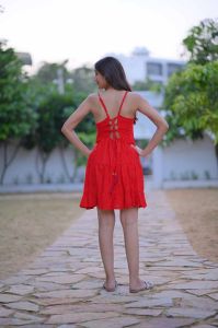 Plain Rayon Frill Dress