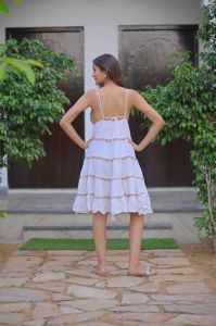 Four Frill Boho Ladies Short Dress