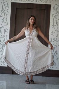 Printed Jute Backless Magic Ladies Dress