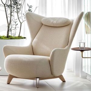 Cream Wingback Plush Lounge Armchair