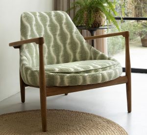 Green Wave Upholstered Mid-Century Armchair