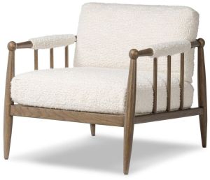White Wooden Bedroom Chair With Armrest