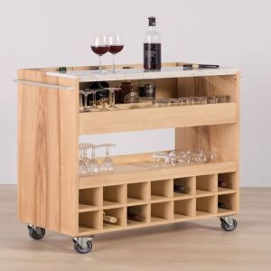 Wood Bar Trolley Cabinet