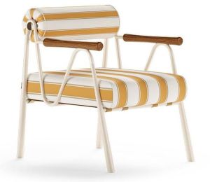 Yellow Stripe Tubular Frame Lounge Armchair