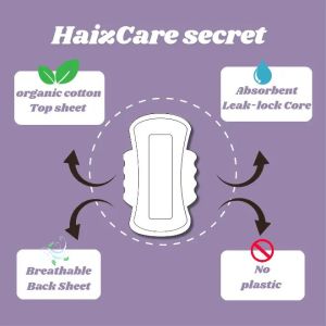 Haizcare Organic Cotton Biodegradable Sanitary Pad
