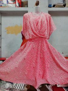 Chiffon Printed Ladies Party Wear Gown