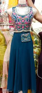 Ladies Georgette Crop Top Palazzo Set