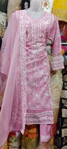 Pink Pakistani Embroidered Work Kurti Pant Set