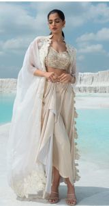 Crop Top Drape Skirt Set