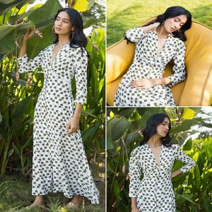 Black And White Printed Maxi Dress