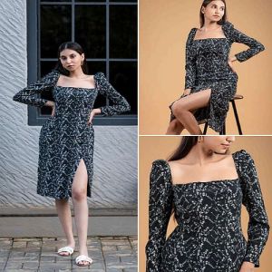 Black Viscose Satin Bali Dress