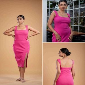 Pink Casual Wear Knee Length Step Dress