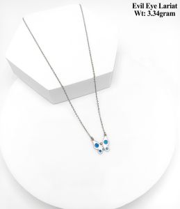 Butterfly Evil Eye Lariat Pendant Necklace