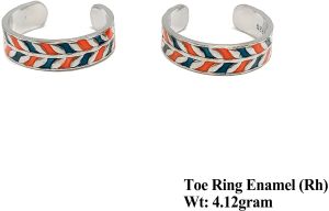 Chevron Enamel Rhodium Toe Ring