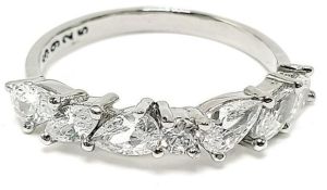 Five Pear Cut Diamond Row Ladies Ring