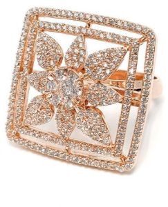 Floral Square Diamond Cocktail Ring