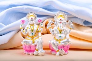 Lotus Seated Lakshmi Ganesha Statues