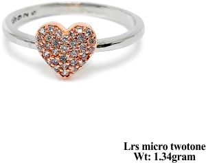 Micro Heart Stone Two Tone Ring