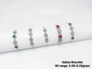 Multi Stone Italian Silver Bracelet