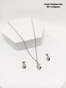 Oval Drop Silver Pendant Set