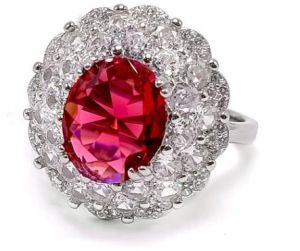 Red Oval Halo Mini Cocktail Ring